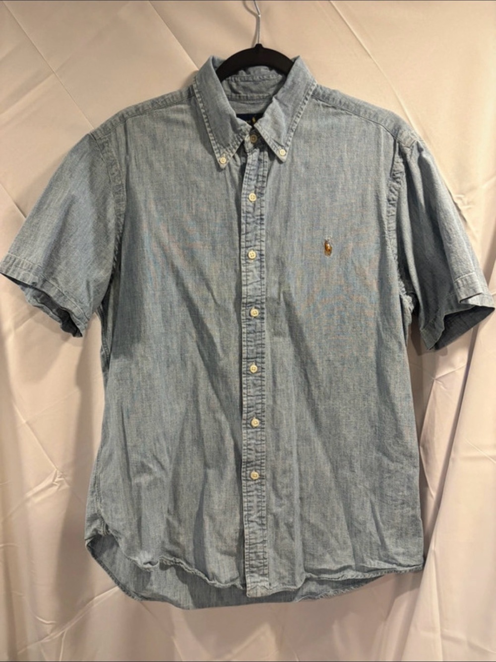 Ralph Lauren Light Blue Short-Sleeve Button-Down Shirt with Embroidered Pony